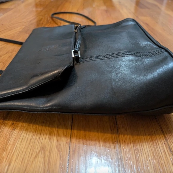 Vtg Mark Cross New York Black Leather Shoulder Bag Purse Thin Straps - Picture 8 of 14